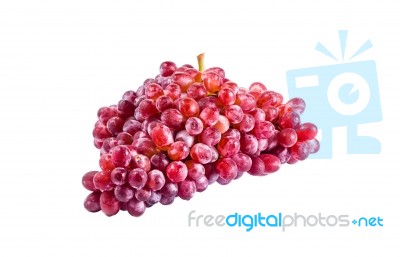 Red Grape Isolated On White With Clipping Path Stock Photo