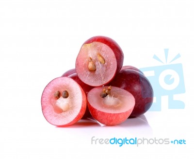 Red Grapes Isolated On The White Background Stock Photo