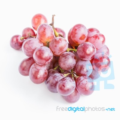 Red Grapes On White Background Stock Photo