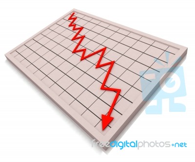 Red Graph Shows Profit Crisis Stock Image