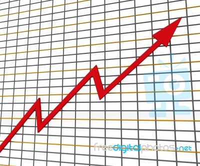 Red Graph Shows Profit Line Stock Image