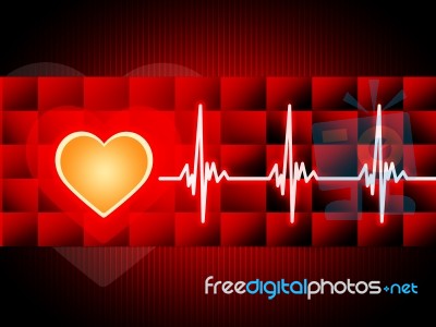 Red Heart Background Means Cardiac Rhythm And Cubes
 Stock Image