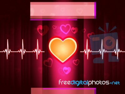 Red Heart Background Shows Life Beating And Pillar
 Stock Image