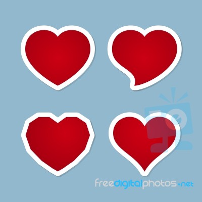 Red Heart Icon Set Stock Image