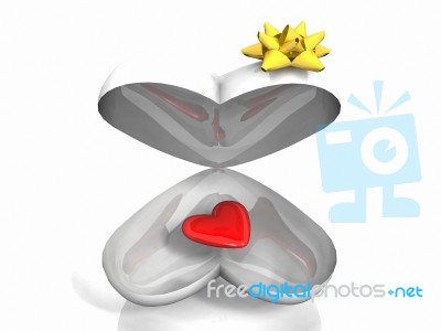 Red Heart In A Gift Box Stock Image