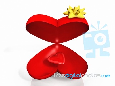 Red Heart In A Gift Box Stock Image