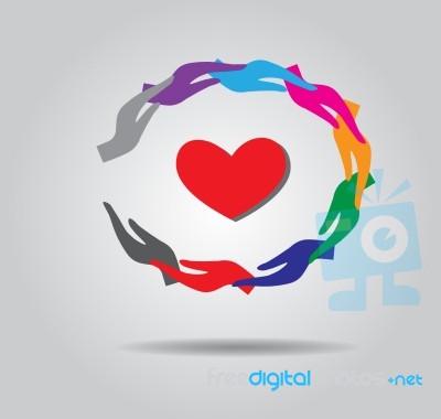 Red Heart In Circle Hand,  Icon Stock Image