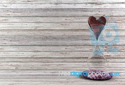 Red Heart In Hourglass Stock Image