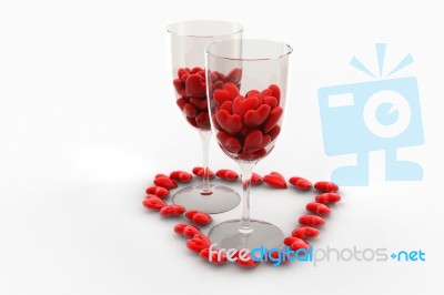 Red Heart In Wine Glass Stock Image