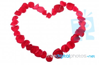 Red Heart Made Of Red Rose Petals Stock Photo