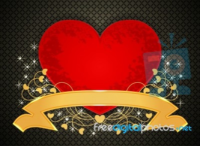 Red Heart On Metallic Stock Image