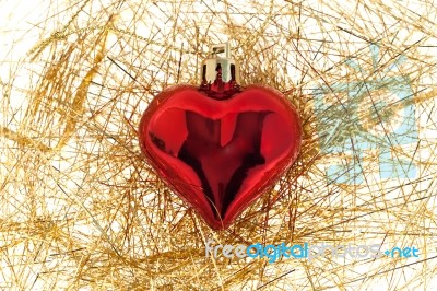 Red Heart Ornament Stock Photo