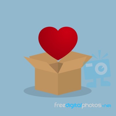 Red Heart Over Opened Box Stock Image