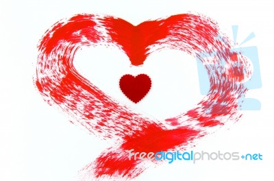 Red Heart Painting On White Background Stock Photo