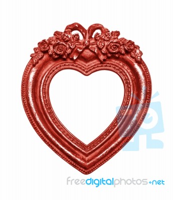 Red Heart Shape Picture Frame Stock Image