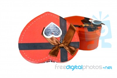 Red Heart-shaped Box Stock Photo