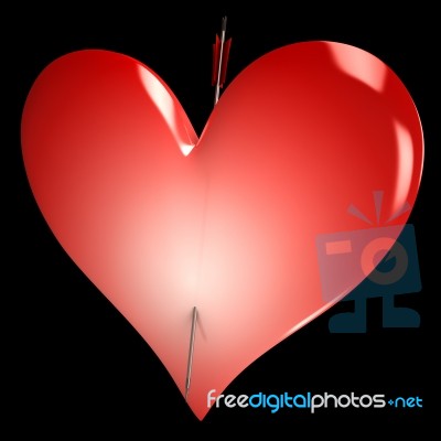 Red Heart Shows Valentines Day Lovers Love Stock Image