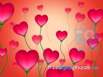 Red Hearts Background Shows Abstract Heart Shapes Stock Image