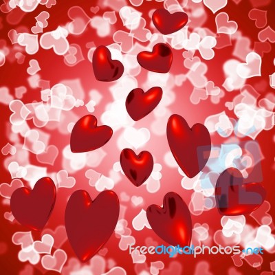 Red Hearts Falling Stock Image