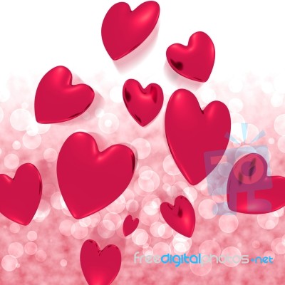 Red Hearts Falling Stock Image