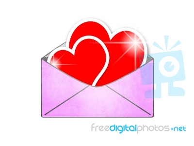 Red Hearts In Envelope Stock Image