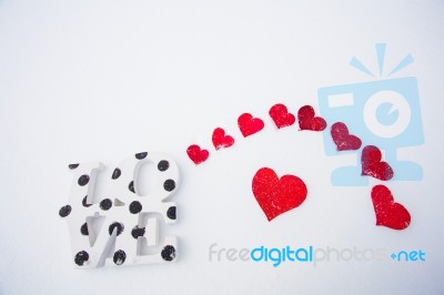 Red Hearts On Valentine's Day Stock Photo