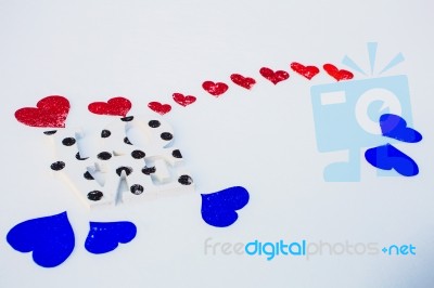 Red Hearts On Valentine's Day Stock Photo