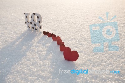 Red Hearts On Valentine's Day Stock Photo