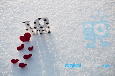 Red Hearts On Valentine's Day Stock Photo