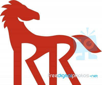 Red Horse Silhoutte Rr Legs Retro Stock Image