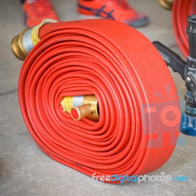 Red Hose Fire Stock Photo