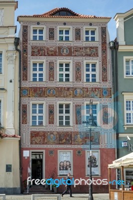 Red House In Poznan Stock Photo