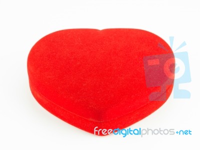 Red Jewelry Heart-shaped Box Isolated On White Background.  Stock Photo