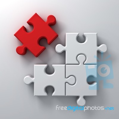 Red Jigsaw Stand Out From Crowd Stock Image