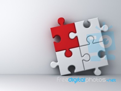 Red Jigsaw Stand Out From Crowd Stock Image