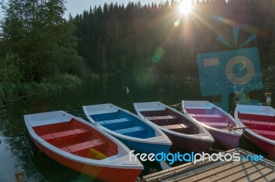 Red Lake, Eastern Carpathians/romania - September 19 : Rowing Bo… Stock Photo