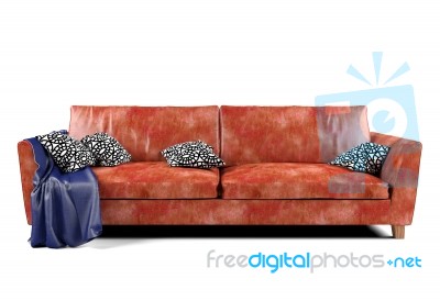 Red Leather Sofa Stock Image