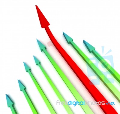 Red Left Arrow Ahead Shows Growth Stock Image