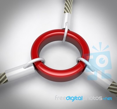 Red Link Shows Strength Security Connection Stock Image