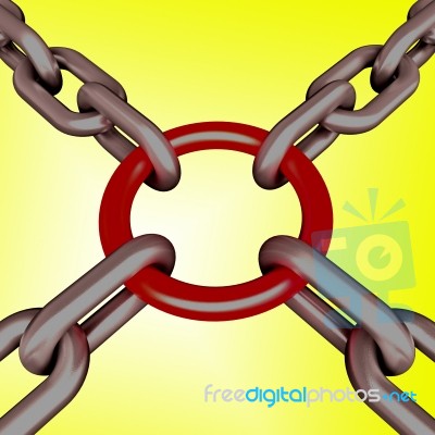 Red Link Yellow Background Shows Strength Security Stock Image