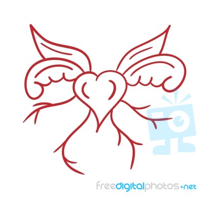 Red  Love Heart Hand Drawn Stock Image