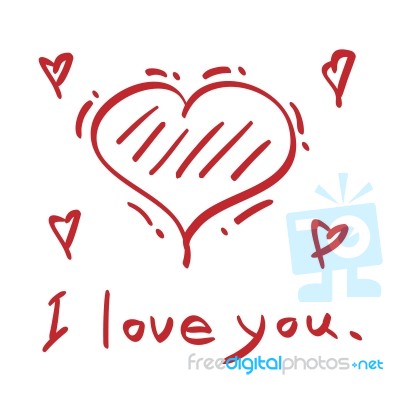 Red  Love Heart Hand Drawn Stock Image