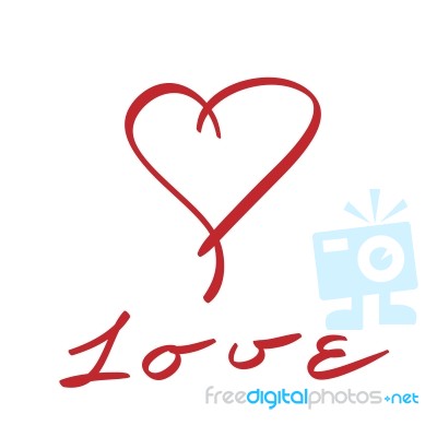 Red  Love Heart Hand Drawn Illustration Stock Image