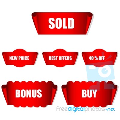 Red Marketing Labels Stock Image