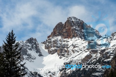 Red Mountain Near Cortina D'ampezzo Stock Photo