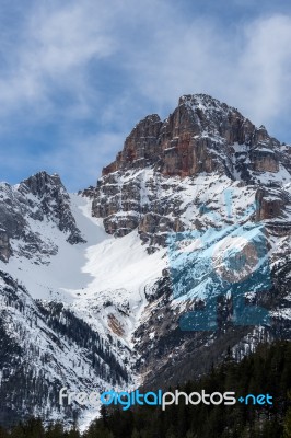 Red Mountain Near Cortina D'ampezzo Stock Photo