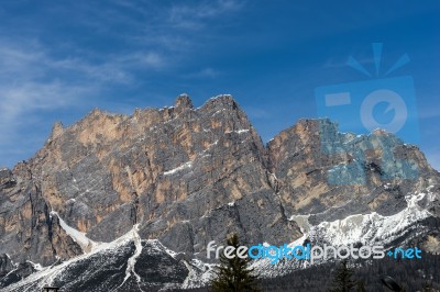 Red Mountain Near Cortina D'ampezzo Stock Photo