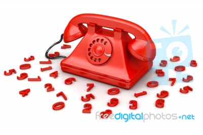 Red Old-fashioned Phone Stock Image