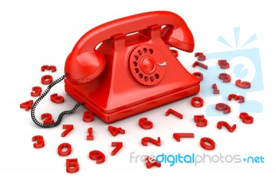 Red Old-fashioned Phone Stock Image