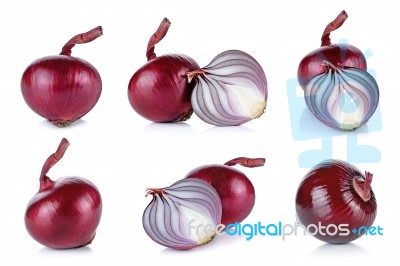 Red Onion Isolated On The White Background Stock Photo